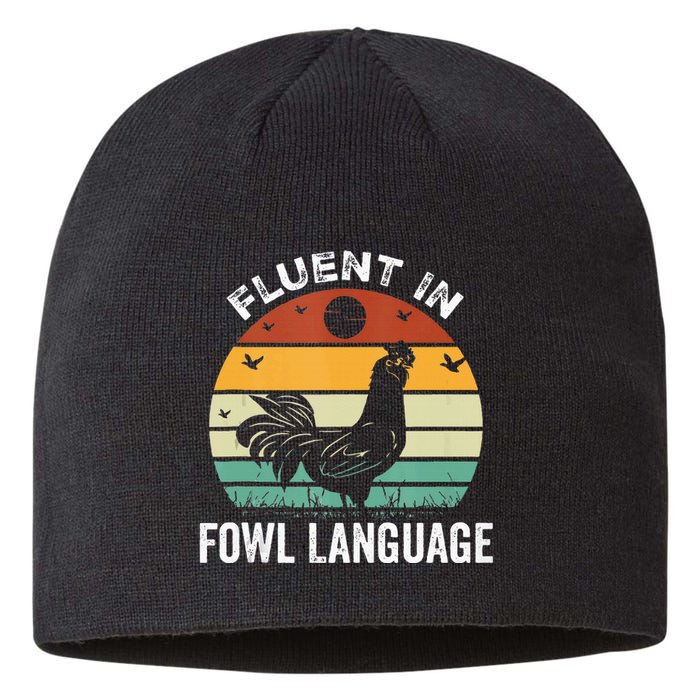 Funny Chicken Retro Vintage I’M Fluent In Fowl Language Sustainable Beanie