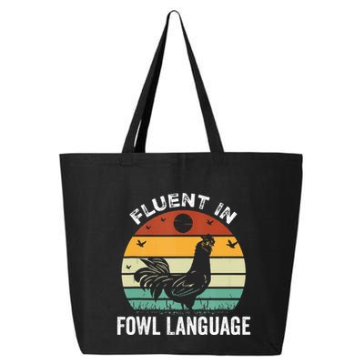 Funny Chicken Retro Vintage I’M Fluent In Fowl Language 25L Jumbo Tote
