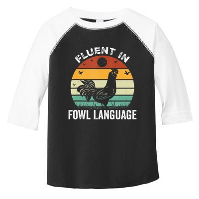 Funny Chicken Retro Vintage I’M Fluent In Fowl Language Toddler Fine Jersey T-Shirt