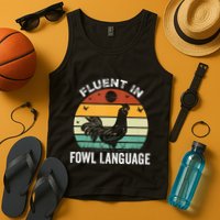 Funny Chicken Retro Vintage I’M Fluent In Fowl Language Tank Top