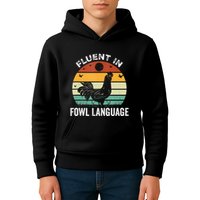 Funny Chicken Retro Vintage I’M Fluent In Fowl Language Kids Hoodie