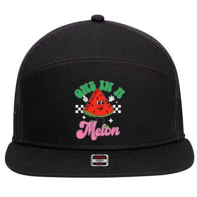 Funny Cute Retro Watermelon One In A Melon Summer Vacation 7 Panel Mesh Trucker Snapback Hat