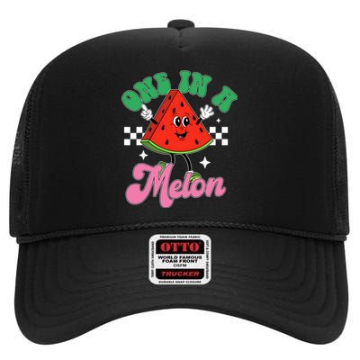 Funny Cute Retro Watermelon One In A Melon Summer Vacation High Crown Mesh Back Trucker Hat