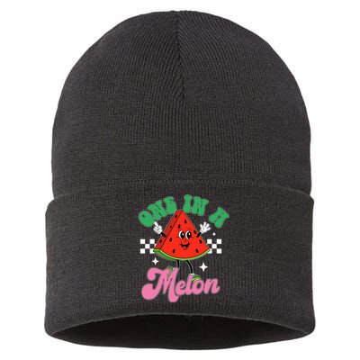 Funny Cute Retro Watermelon One In A Melon Summer Vacation Sustainable Knit Beanie