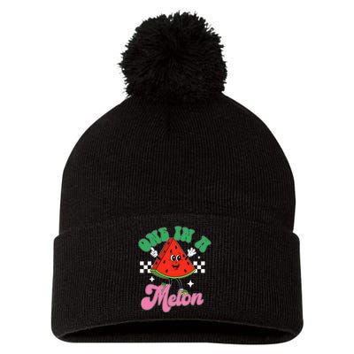 Funny Cute Retro Watermelon One In A Melon Summer Vacation Pom Pom 12in Knit Beanie