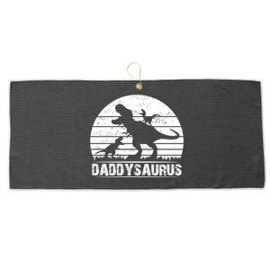 Funny Cool Retro Dad Sarcastic Daddysaurus Present From Gift Large Microfiber Waffle Golf Towel