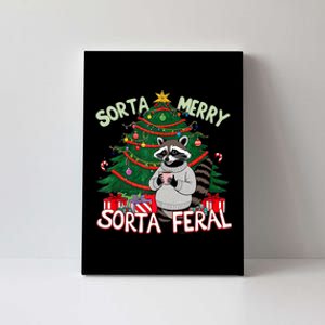 Funny Christmas Raccoon Sorta Merry Sorta Santa Feral Xmas Canvas