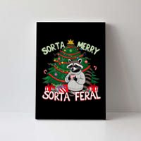 Funny Christmas Raccoon Sorta Merry Sorta Santa Feral Xmas Canvas