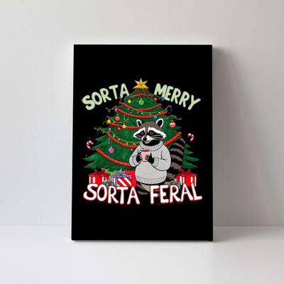 Funny Christmas Raccoon Sorta Merry Sorta Santa Feral Xmas Canvas