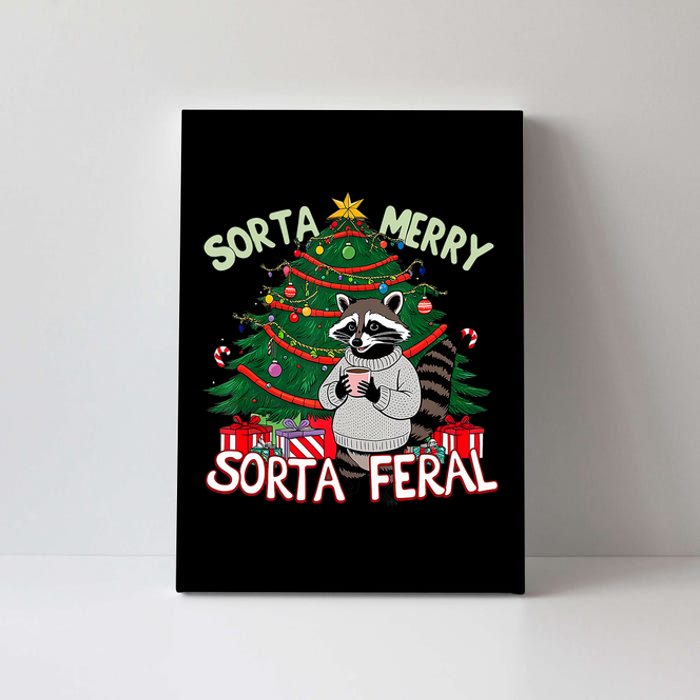 Funny Christmas Raccoon Sorta Merry Sorta Santa Feral Xmas Canvas