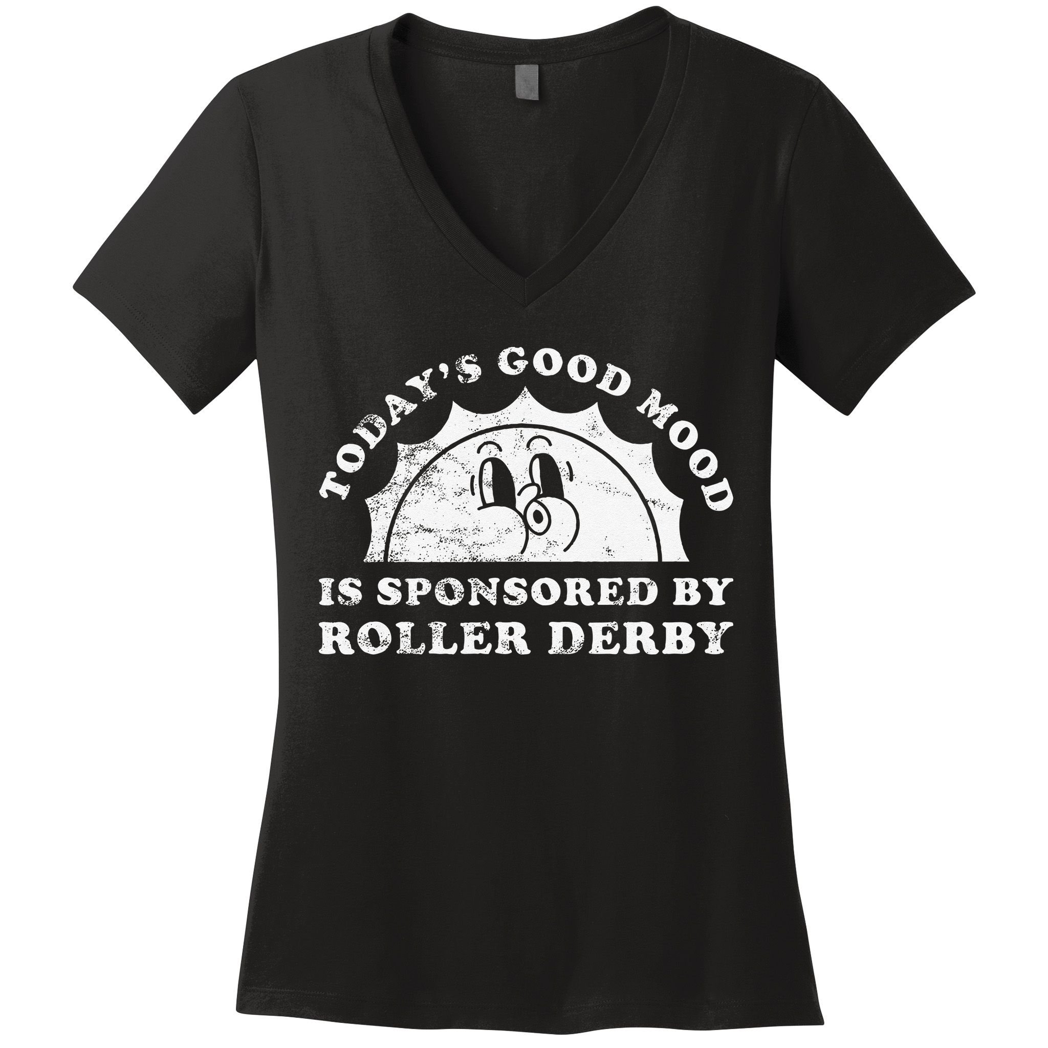 Funny Cute Retro Vintage Roller Derby Women's V-Neck T-Shirt