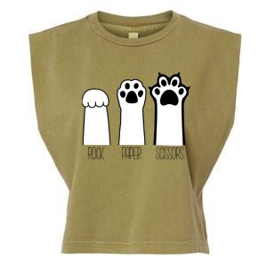 Funny Cat Rock Paper Scissors Cat Paws Cat Lover Garment-Dyed Women's Muscle Tee