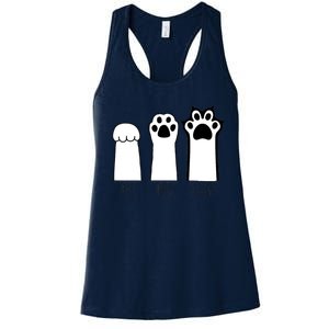 Funny Cat Rock Paper Scissors Cat Paws Cat Lover Women's Racerback Tank