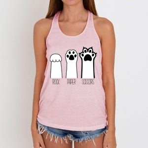 Funny Cat Rock Paper Scissors Cat Paws Cat Lover Women's Knotted Racerback Tank