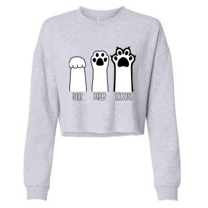 Funny Cat Rock Paper Scissors Cat Paws Cat Lover Cropped Pullover Crew