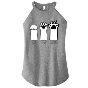 Funny Cat Rock Paper Scissors Cat Paws Cat Lover Women's Perfect Tri Rocker Tank