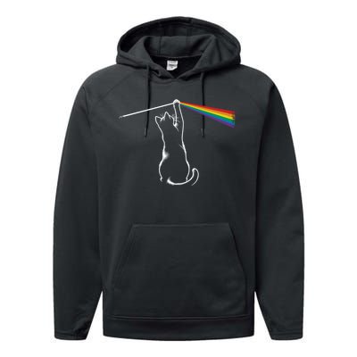 Funny Cat Rock Music Gift Funny Cat Performance Fleece Hoodie