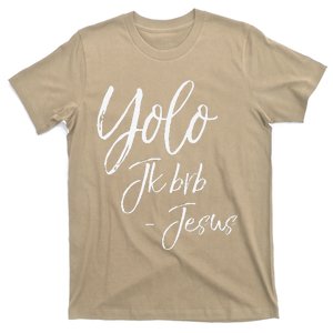 Funny Christian Resurrection Gift Yolo JK BRB Jesus Premium T-Shirt