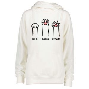 Funny Cat Rock Paper Scissors Cat Paws Cat Lover Womens Funnel Neck Pullover Hood