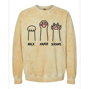 Funny Cat Rock Paper Scissors Cat Paws Cat Lover Colorblast Crewneck Sweatshirt