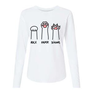 Funny Cat Rock Paper Scissors Cat Paws Cat Lover Womens Cotton Relaxed Long Sleeve T-Shirt