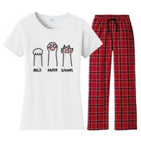 Funny Cat Rock Paper Scissors Cat Paws Cat Lover Women's Flannel Pajama Set