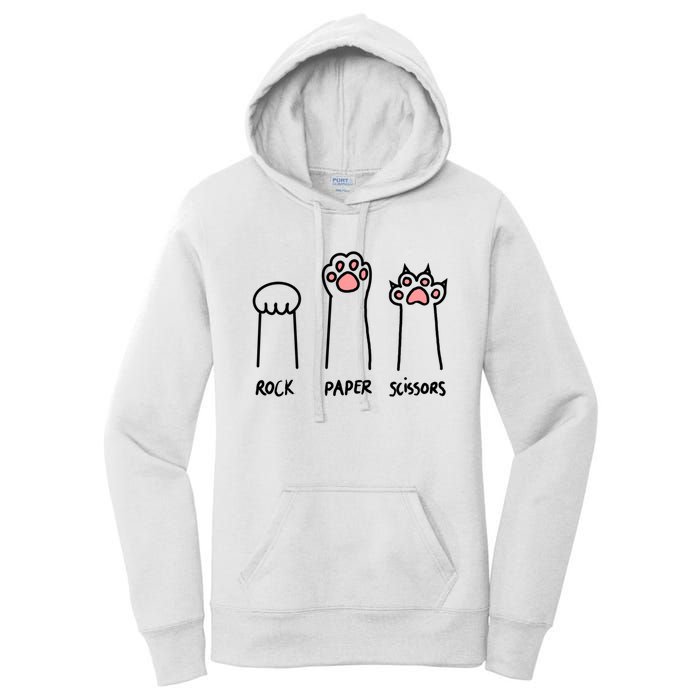 Funny Cat Rock Paper Scissors Cat Paws Cat Lover Women's Pullover Hoodie