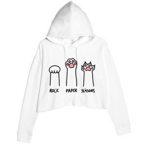 Funny Cat Rock Paper Scissors Cat Paws Cat Lover Crop Fleece Hoodie