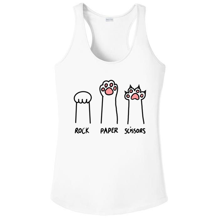 Funny Cat Rock Paper Scissors Cat Paws Cat Lover Ladies PosiCharge Competitor Racerback Tank