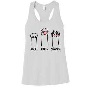 Funny Cat Rock Paper Scissors Cat Paws Cat Lover Women's Racerback Tank