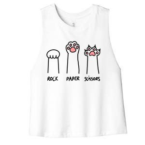 Funny Cat Rock Paper Scissors Cat Paws Cat Lover Women's Racerback Cropped Tank