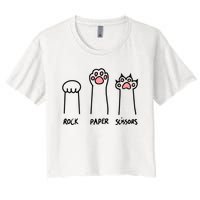 Funny Cat Rock Paper Scissors Cat Paws Cat Lover Women's Crop Top Tee