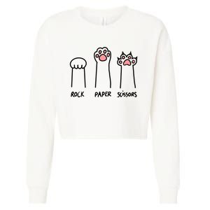 Funny Cat Rock Paper Scissors Cat Paws Cat Lover Cropped Pullover Crew