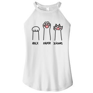 Funny Cat Rock Paper Scissors Cat Paws Cat Lover Women's Perfect Tri Rocker Tank