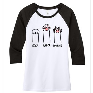 Funny Cat Rock Paper Scissors Cat Paws Cat Lover Women's Tri-Blend 3/4-Sleeve Raglan Shirt