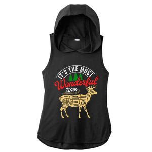 Funny Christmas Reindeer Hunter Deer Meat Hunting Gifts Ladies PosiCharge Tri-Blend Wicking Draft Hoodie Tank