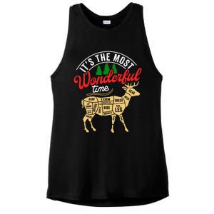 Funny Christmas Reindeer Hunter Deer Meat Hunting Gifts Ladies PosiCharge Tri-Blend Wicking Tank