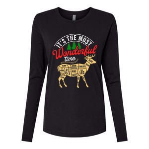 Funny Christmas Reindeer Hunter Deer Meat Hunting Gifts Womens Cotton Relaxed Long Sleeve T-Shirt