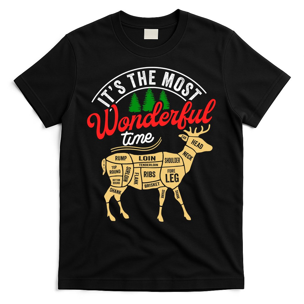 Funny Christmas Reindeer Hunter Deer Meat Hunting Gifts T-Shirt