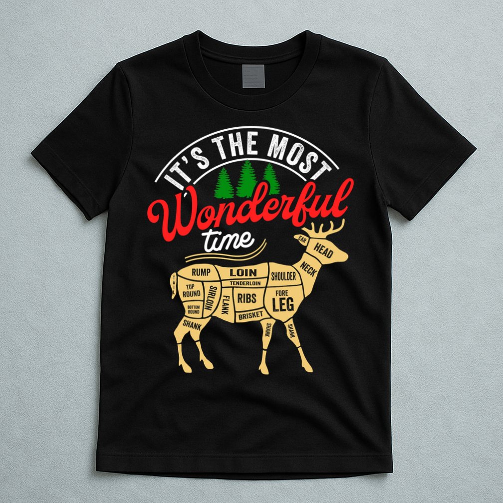 Funny Christmas Reindeer Hunter Deer Meat Hunting Gifts T-Shirt