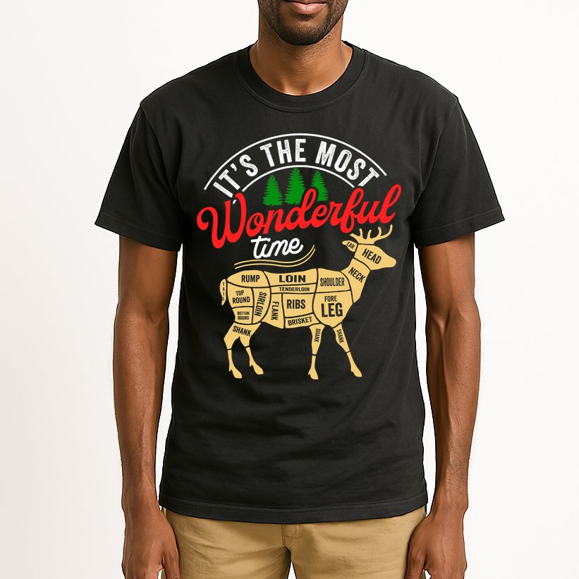 Funny Christmas Reindeer Hunter Deer Meat Hunting Gifts Tall T-Shirt