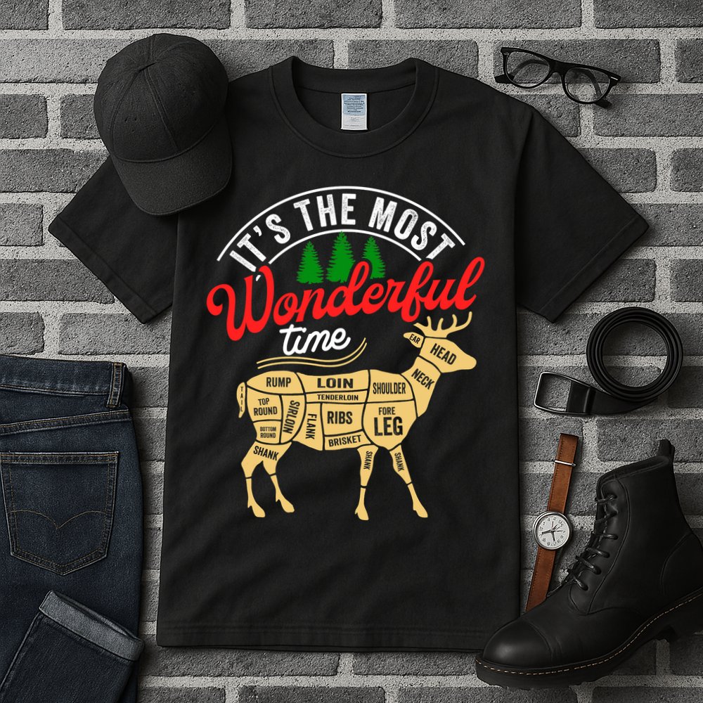 Funny Christmas Reindeer Hunter Deer Meat Hunting Gifts Tall T-Shirt