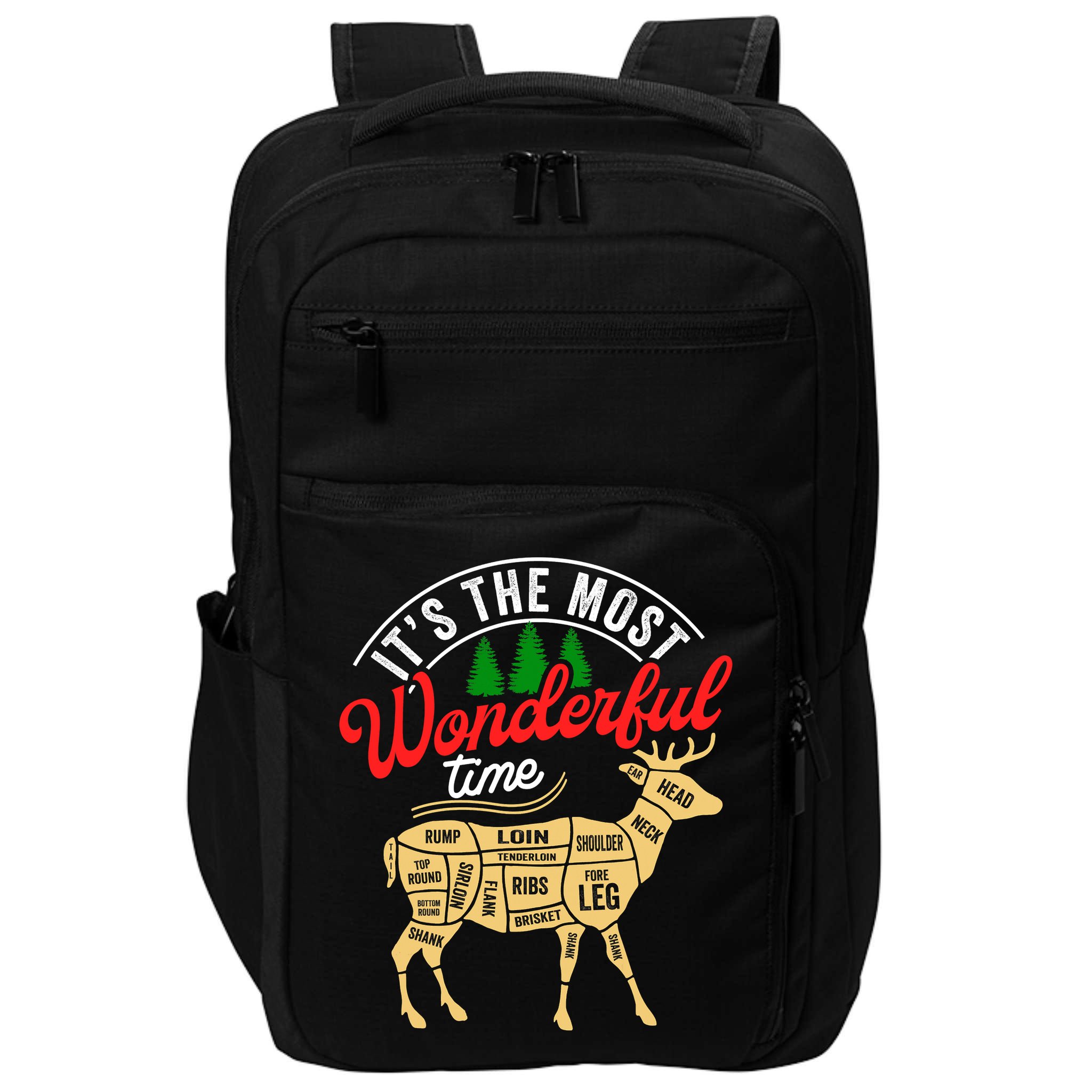 Funny Christmas Reindeer Hunter Deer Meat Hunting Gifts Impact Tech Backpack