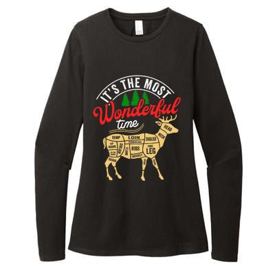 Funny Christmas Reindeer Hunter Deer Meat Hunting Gifts Womens CVC Long Sleeve Shirt