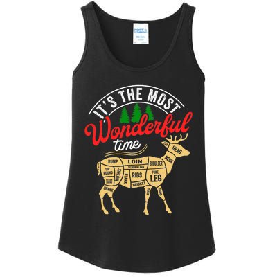 Funny Christmas Reindeer Hunter Deer Meat Hunting Gifts Ladies Essential Tank