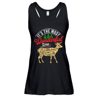 Funny Christmas Reindeer Hunter Deer Meat Hunting Gifts Ladies Essential Flowy Tank