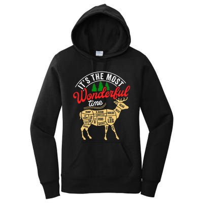 Funny Christmas Reindeer Hunter Deer Meat Hunting Gifts Women's Pullover Hoodie