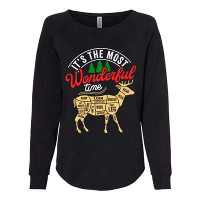 Funny Christmas Reindeer Hunter Deer Meat Hunting Gifts Womens California Wash Sweatshirt