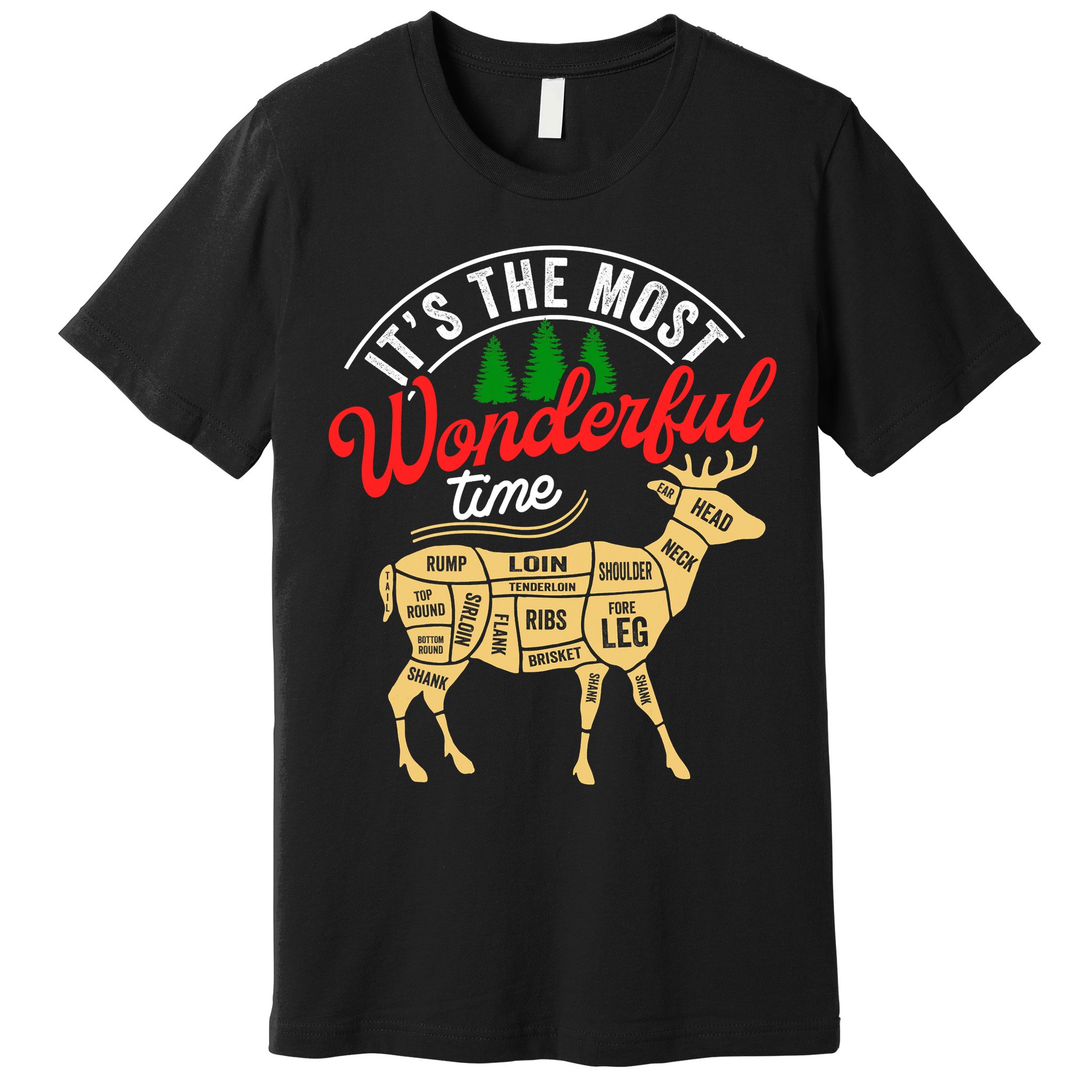 Funny Christmas Reindeer Hunter Deer Meat Hunting Gifts Premium T-Shirt