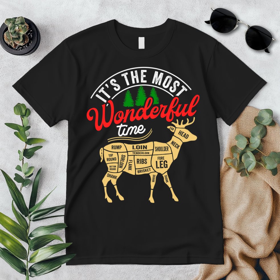 Funny Christmas Reindeer Hunter Deer Meat Hunting Gifts Premium T-Shirt
